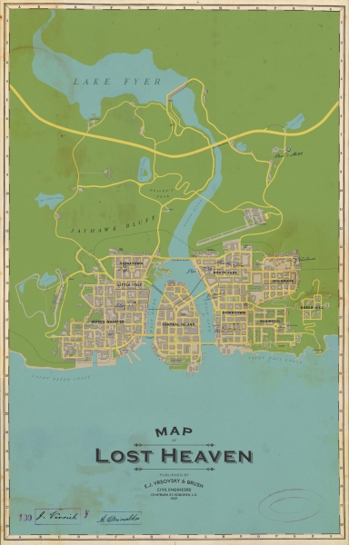 Mapa města Lost Heaven a jeho okolí